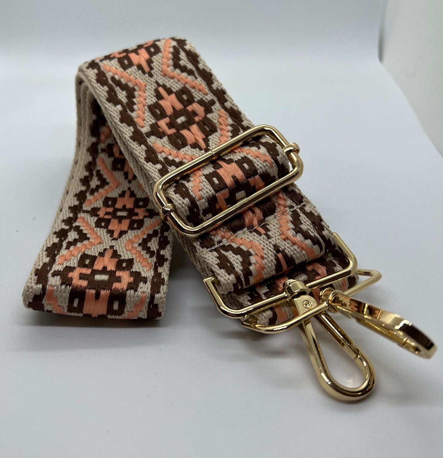 Salmon pink/brown Boheme woven strap