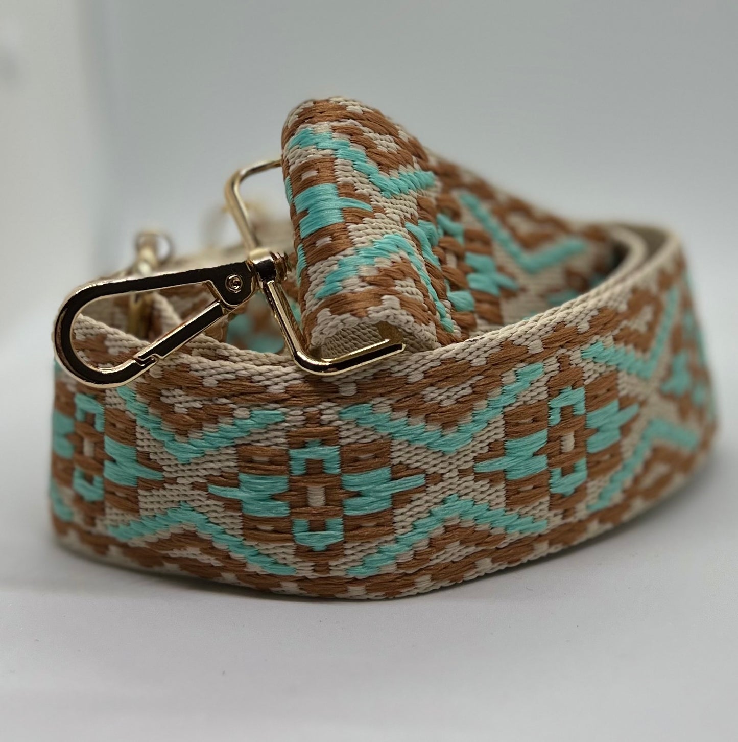 Tan/Turquoise Boheme woven strap